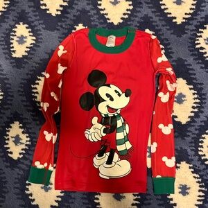Hanna Andersson Kids Christmas Mickey Mouse PJ Set Top and Pants 130/8